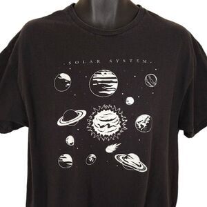 Solar System T Shirt Mens Size XL Black Outer Space Planets Fifth Sun